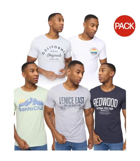 Pack of 5  Mens sumertons assorted designs t-shirt  multicoloured Crosshatch
