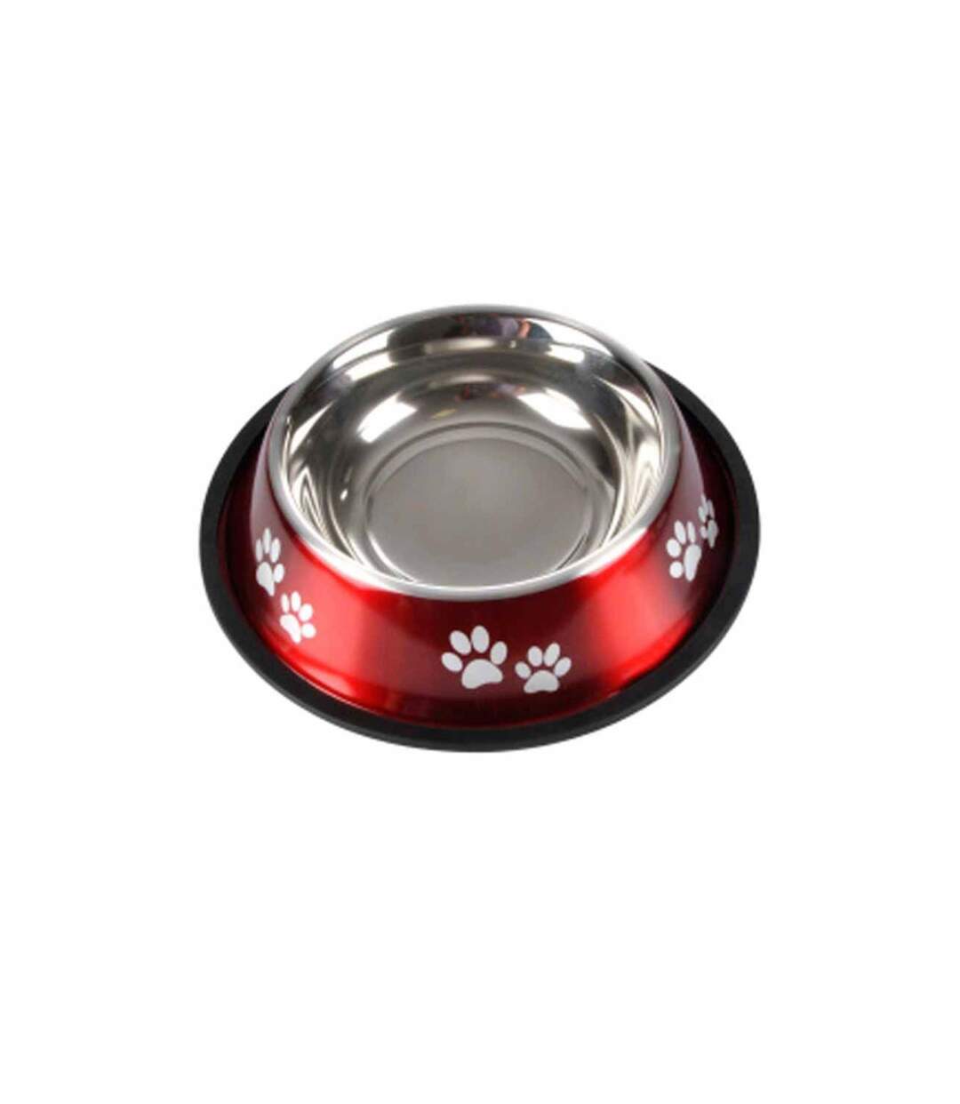 Gamelle Antidérapante Chien & Chat Pattes 25cm Rouge-1