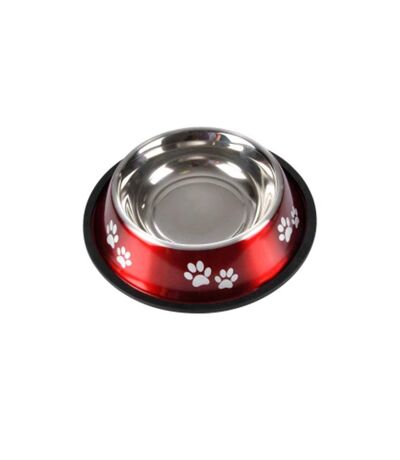 Gamelle Antidérapante Chien & Chat Pattes 25cm Rouge