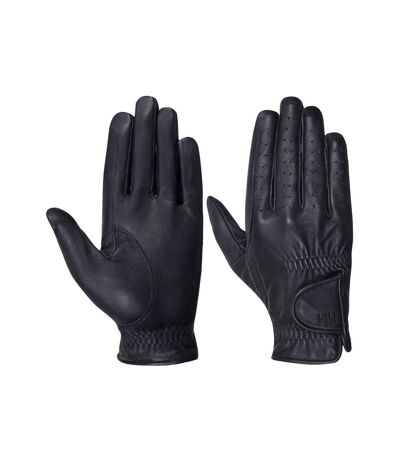 Hy5 Adults Leather Riding Gloves (Black)