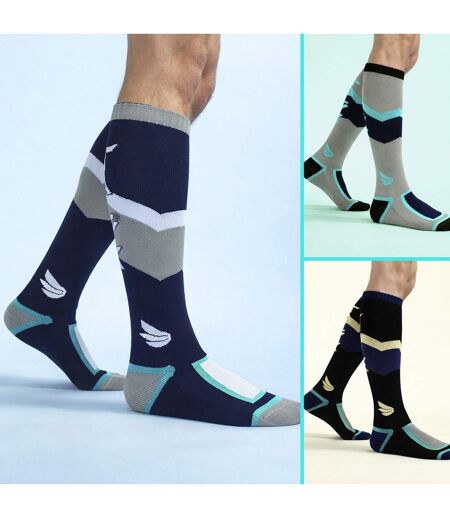 3 Pack Mens Ski Socks Cushioned Thermal Moisture Wicking Winter Sports Socks