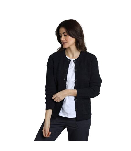 Womens/ladies Hayley Knitted Cardigan Navy Weird Fish