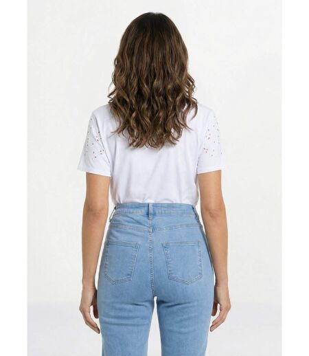 T-shirt manches courtes brodées coton stretch