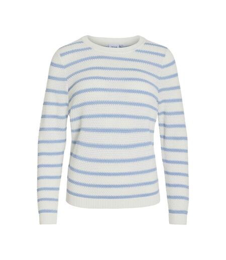 Pull blanc/bleu femme vila vidalo stripe