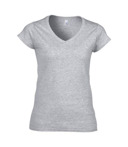 Gildan - T-shirt à manches courtes et col en V - Femme (Gris sport) - UTBC491