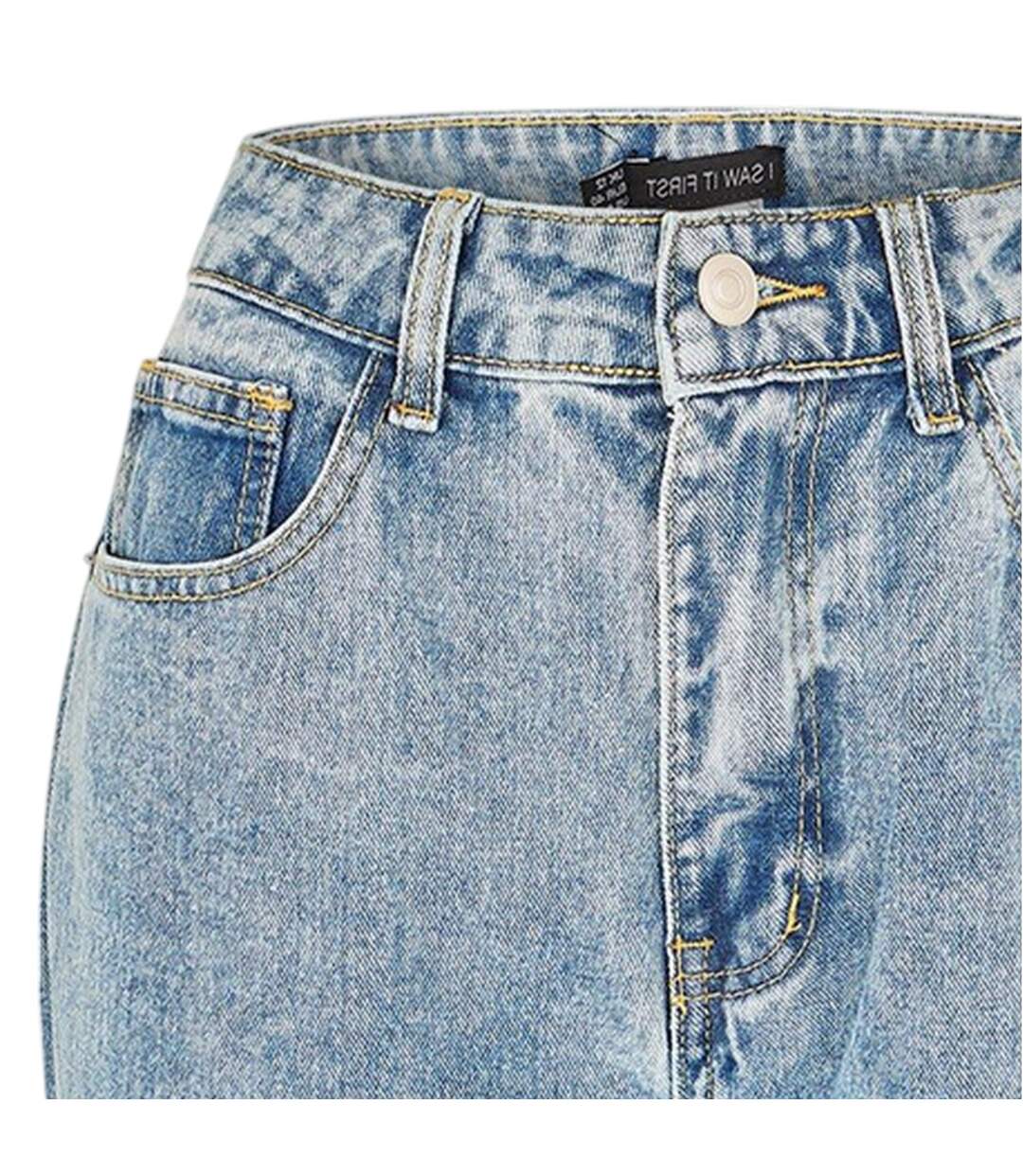 Womens/ladies Denim Zip Wide Leg Jeans Blue I Saw It First-3