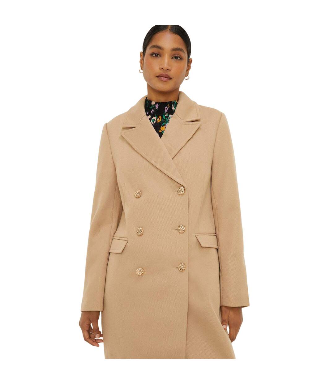 Womens/ladies maxi double-breasted coat camel Dorothy Perkins-3