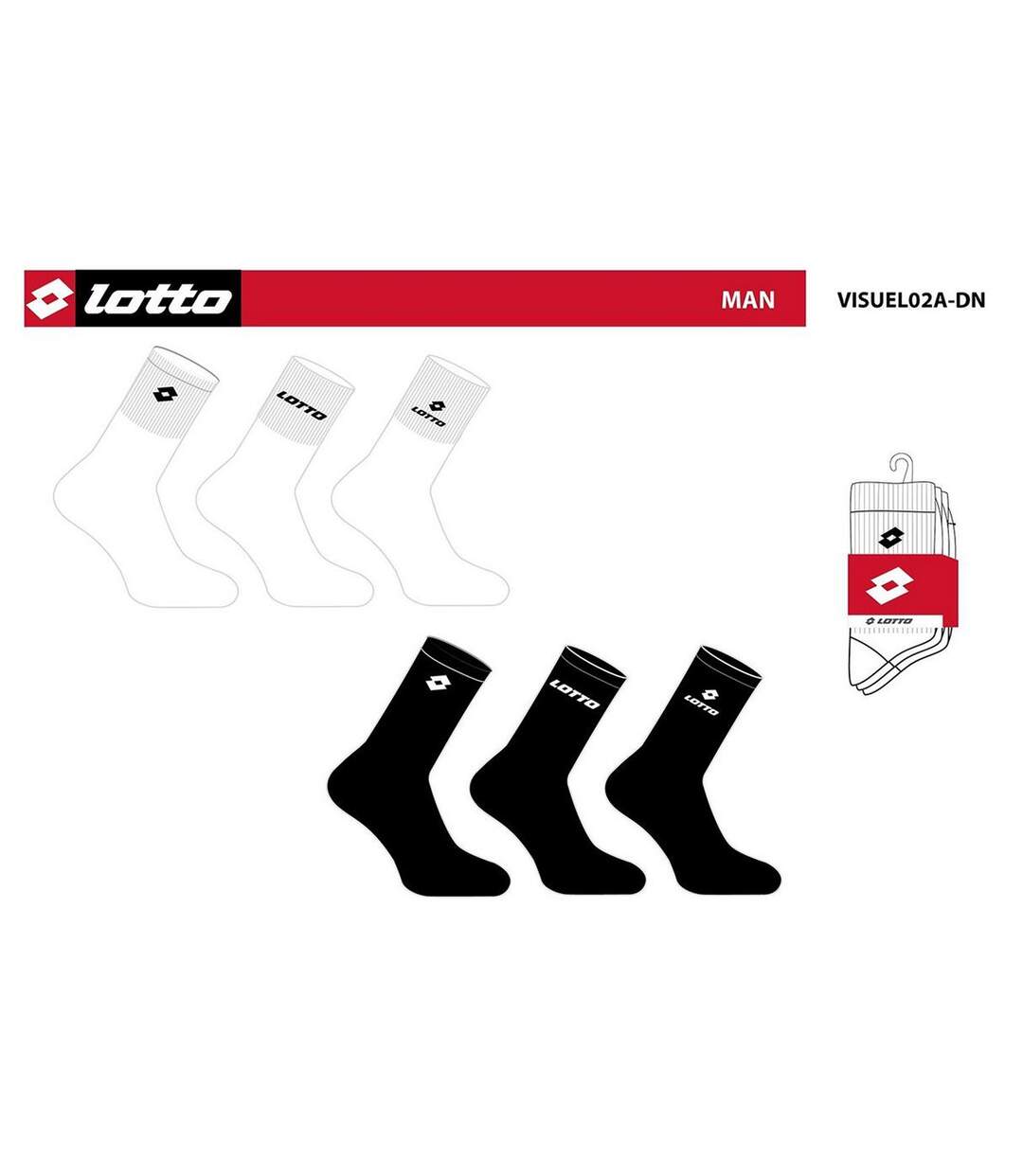 Chaussettes Homme LOTTO Pack de 12 paires TENNIS 6114