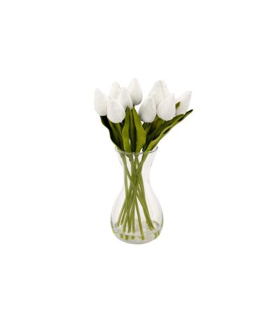 Composition Artificielle de Tulipes Hector 28cm Blanc