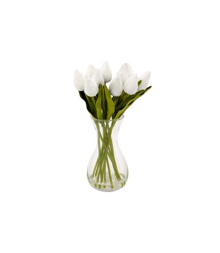 Composition Artificielle de Tulipes Hector 28cm Blanc