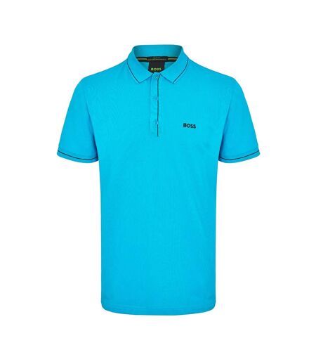 Mens Paddy Short-sleeved Polo Shirt Turquoise Aqua Boss
