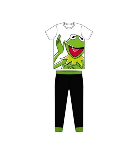 The Muppets Mens Kermit Long Pyjama Set (White/Green/Black)
