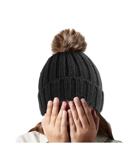 Bonnet pom pom enfant noir Beechfield