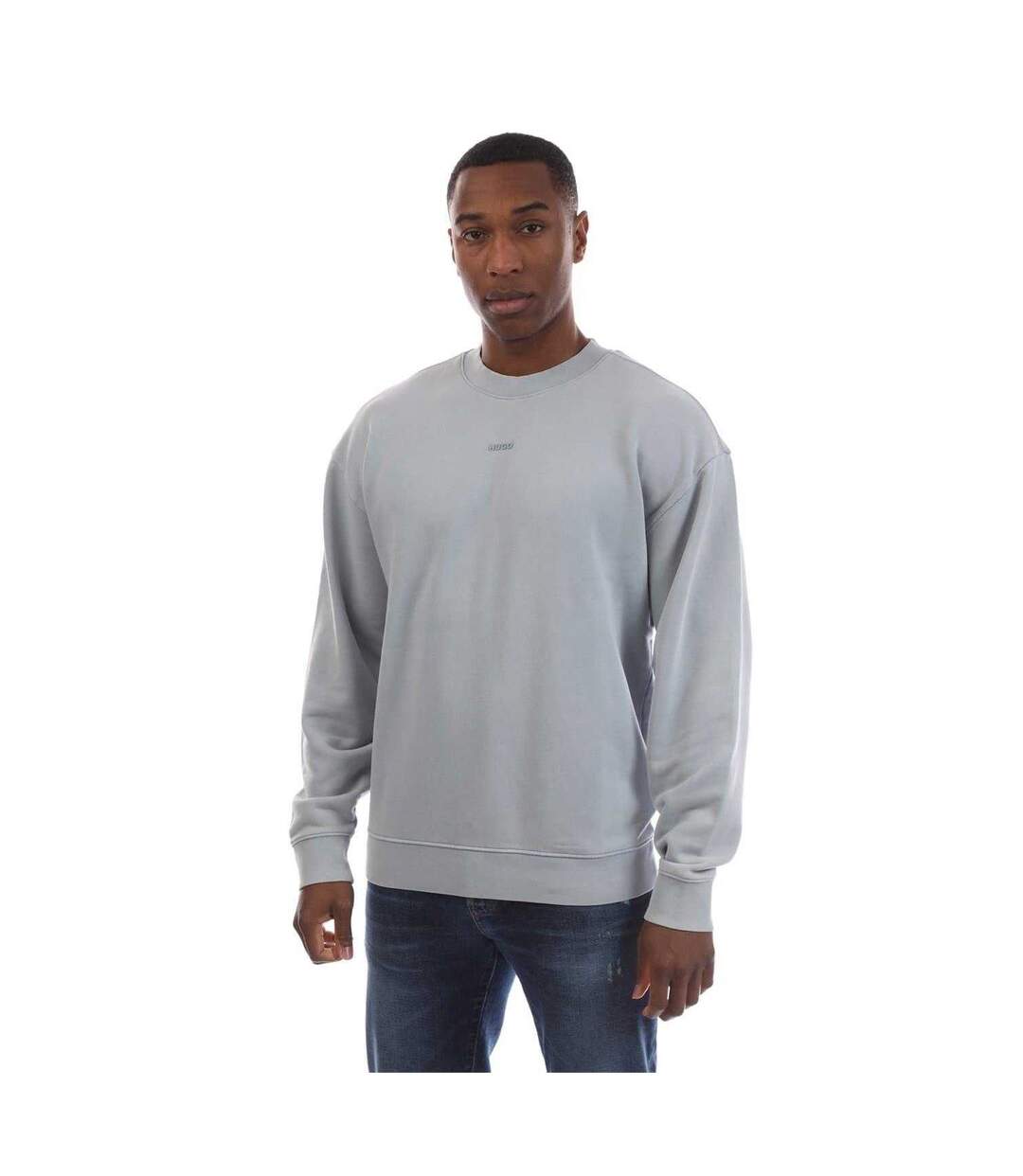 Mens Drop Shoulder Long-sleeved Sweatshirt Blue Hugo-2