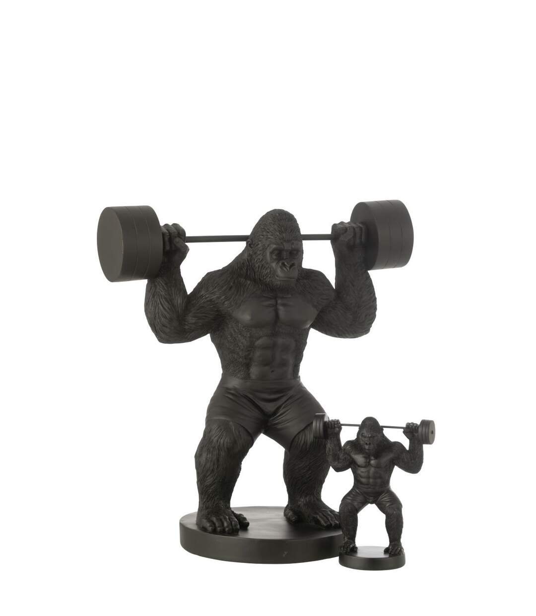 Statue Gorille en Résine Haltérophilie 62cm Noir-3