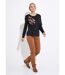T-shirt col rond uni brodé manches longues-3