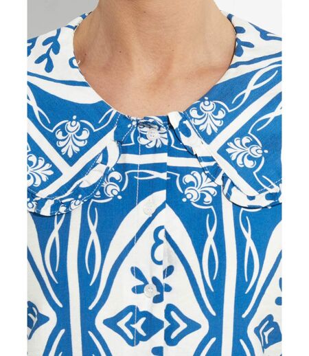 Chemisier col claudine, motif fantaisie