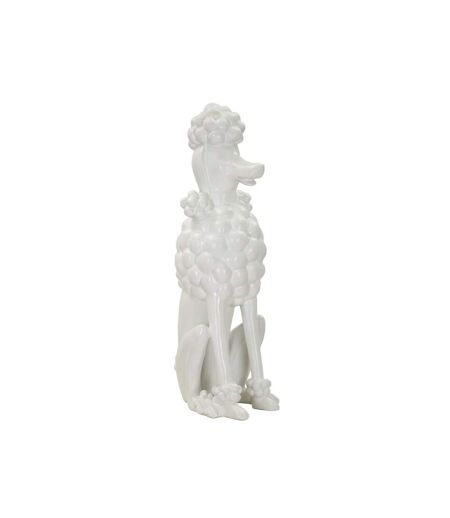Statue Déco Chien Caniche Assis 61cm Blanc