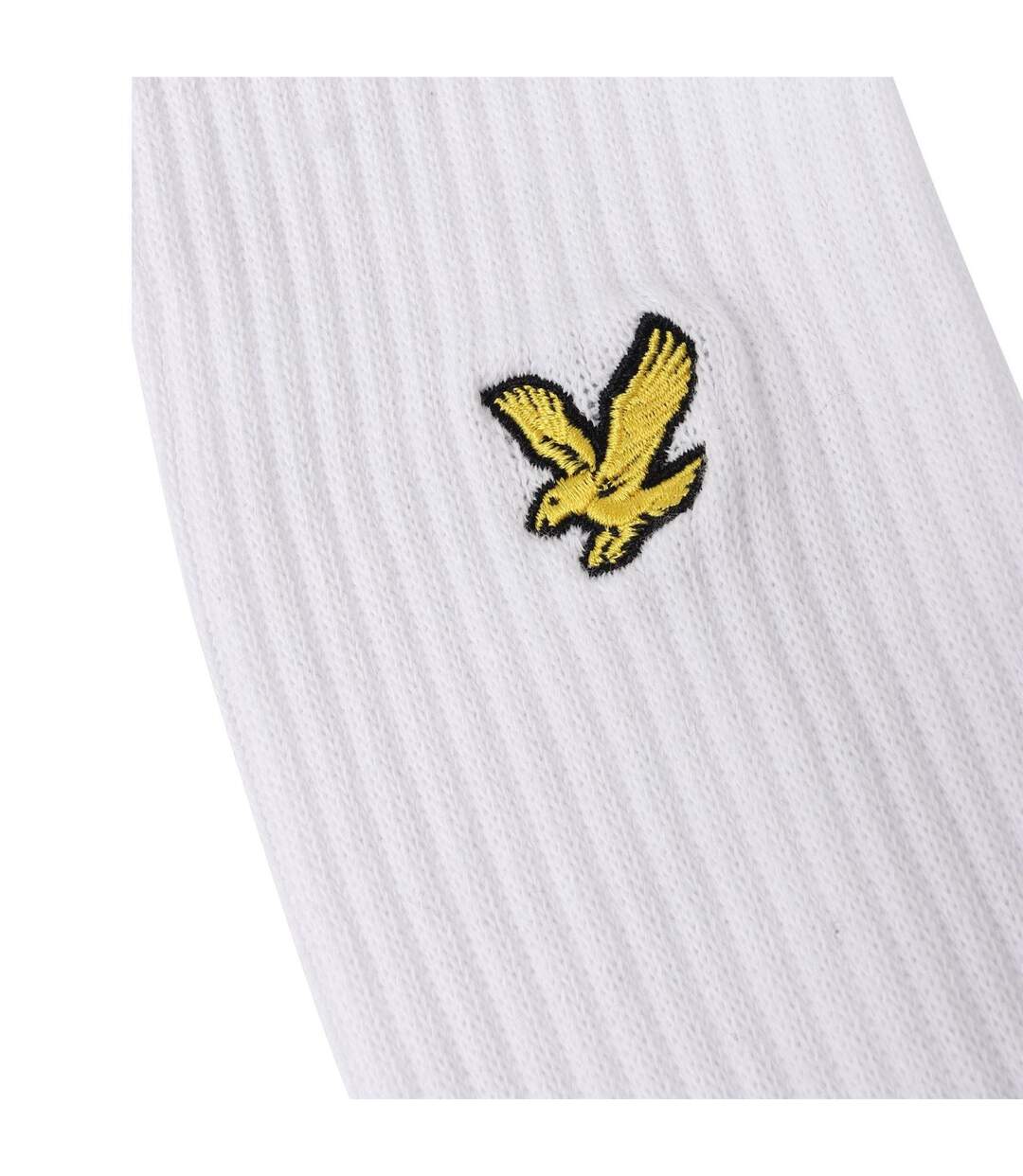 Pack Of 3  Mens Embroidered Logo Crew Socks  Bright White Lyle & Scott-3