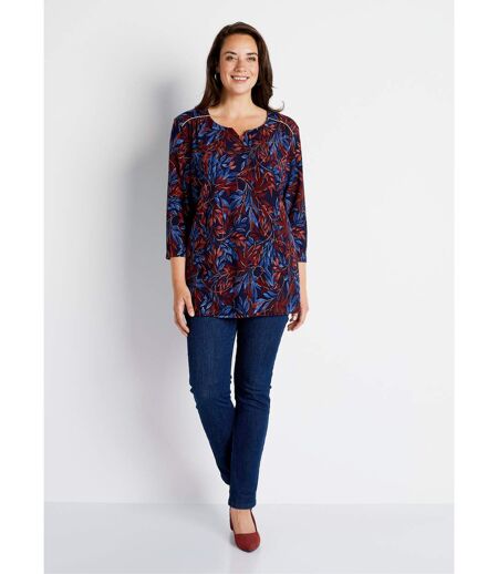 T-shirt long évasé manches 3/4 col rond
