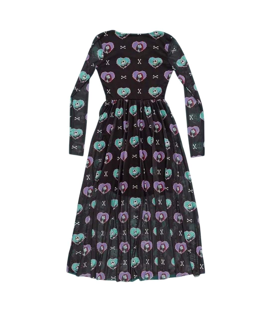Womens/ladies All-over Print Mesh Midi Dress Black The Nightmare Before Christmas-3