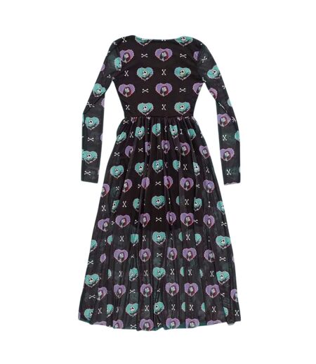 Womens/ladies All-over Print Mesh Midi Dress Black The Nightmare Before Christmas
