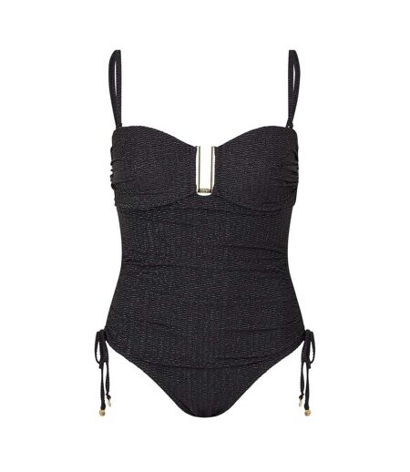 Womens/ladies Zebra Print One Piece Swimsuit Black Biba