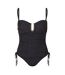 Womens/ladies Zebra Print One Piece Swimsuit Black Biba-1