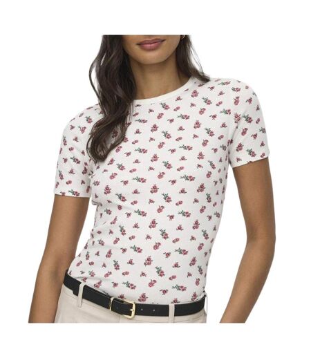 T-Shirt blanc/rouge femme jdy lucky