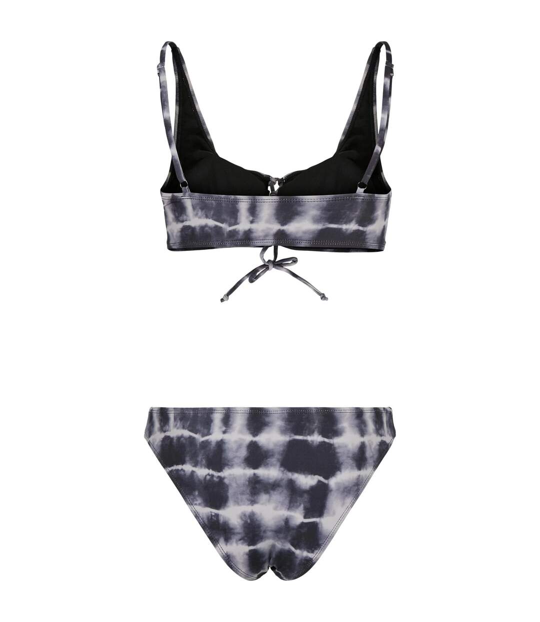 Womens/ladies Tie Dye Lace Up Bikini Black White Urban Classics-2