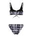 Womens/ladies Tie Dye Lace Up Bikini Black White Urban Classics-2