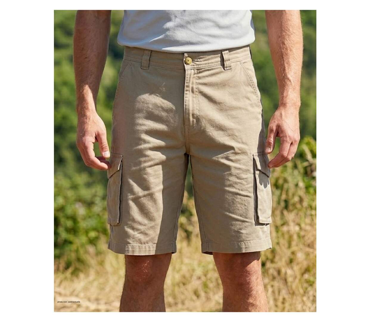 CHALLENGER INDIANA1 : Bermuda homme en coton stretch beige robuste et extensible-1