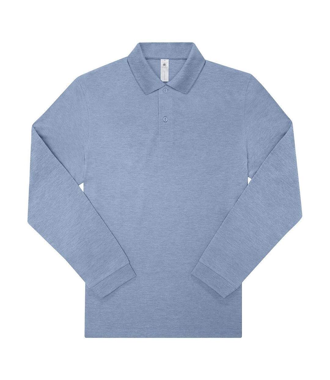 Polo manches longues- Homme - PU427 - bleu chiné-2