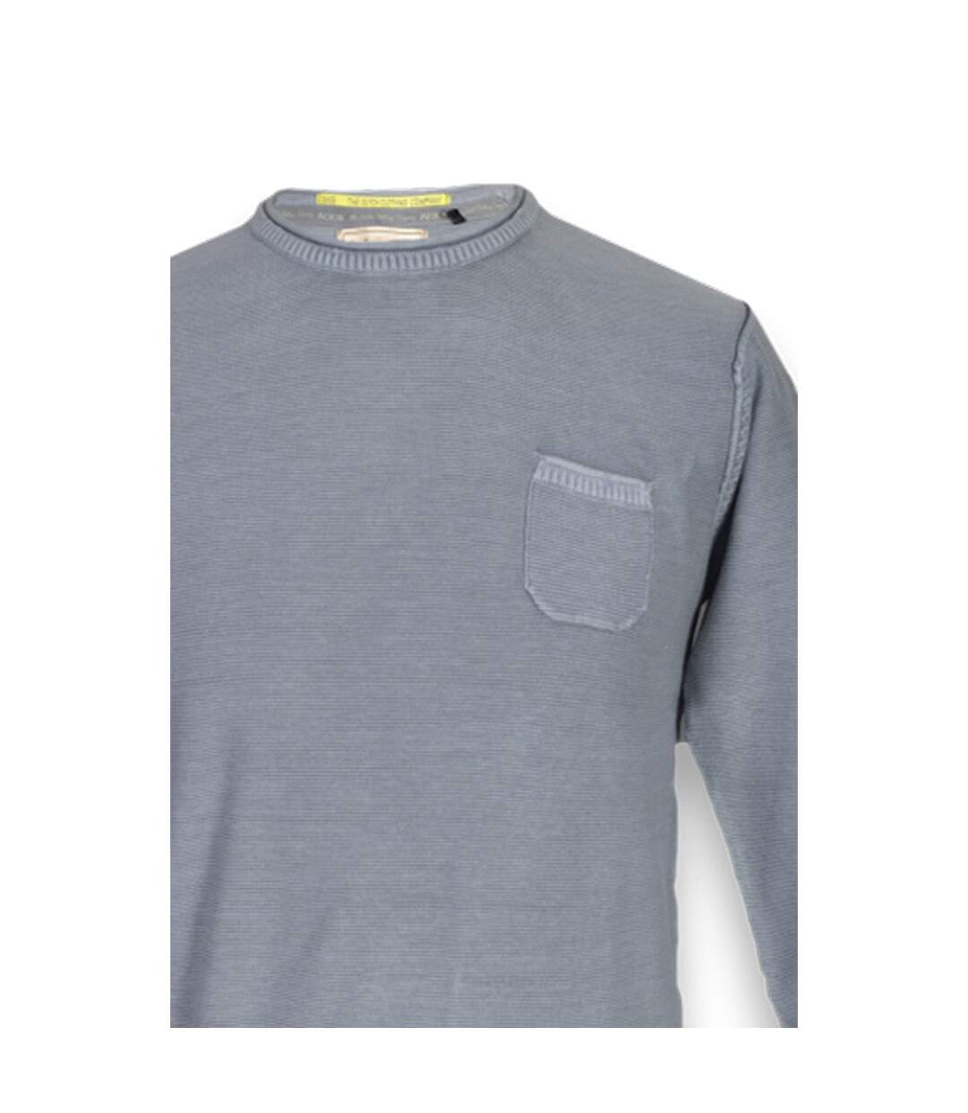 Pull homme manches longues de couleur bleu col ras du cou