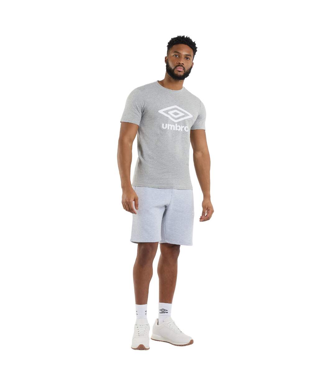 Mens Stacked Logo T-shirt Grey Marl Umbro-1