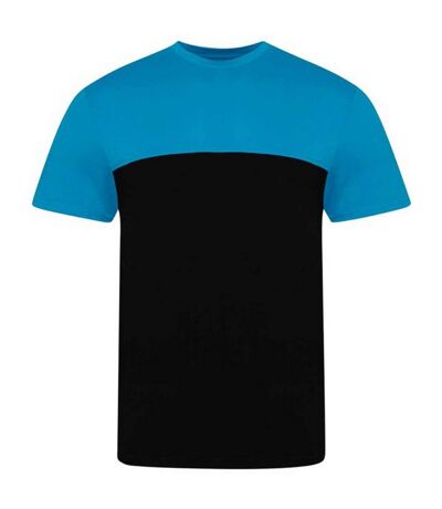 Awdis Just Ts T-Shirt unisexe adulte Colour Block (Noir/Azure) - UTRW7673
