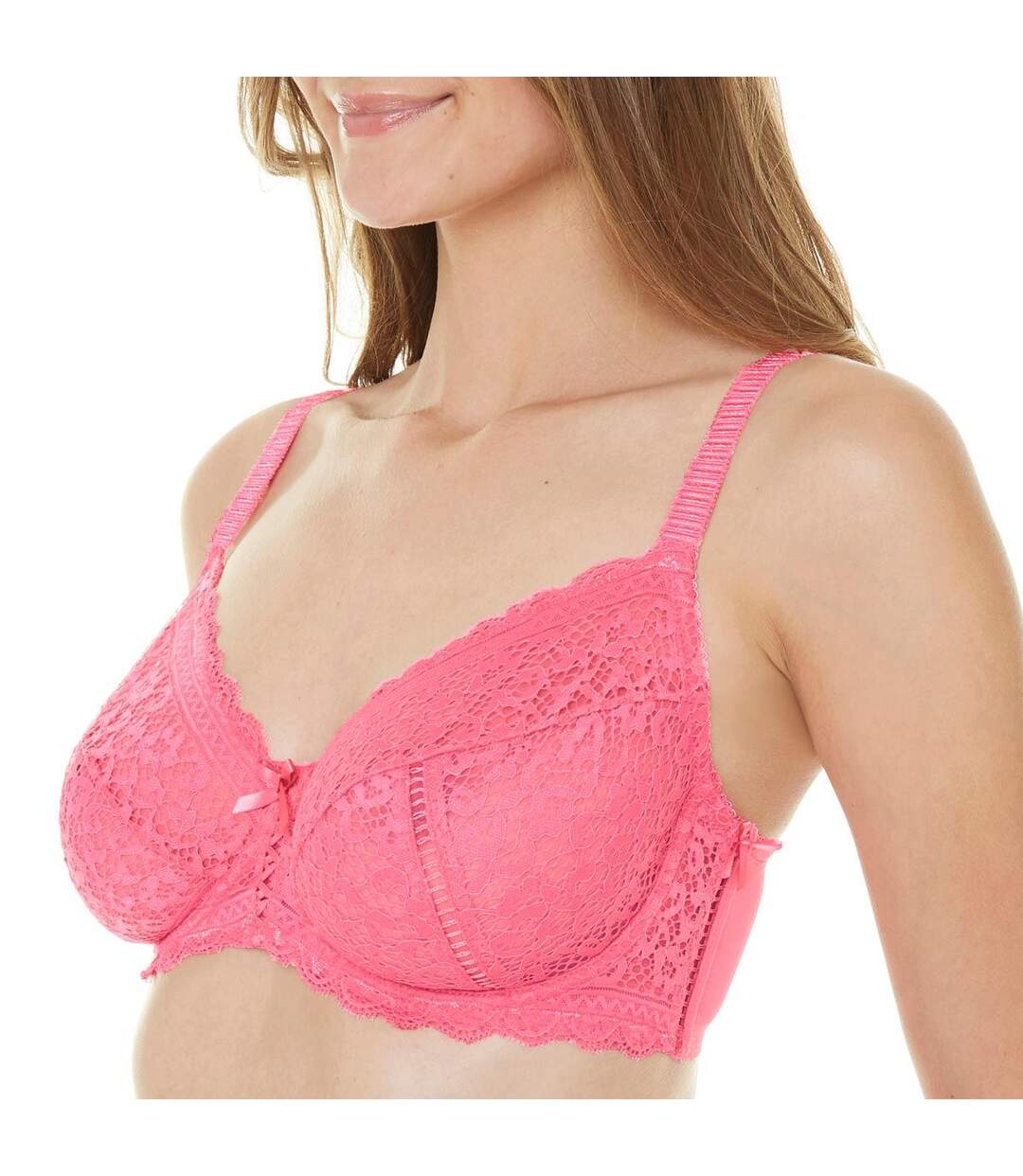 Soutien-gorge emboitant bonnets C, D et E rose Elena