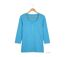 MAYFLOWER DIMITRI1 - Tee-shirt manches 3/4 bleu : maille flammée et confort pur coton-2