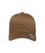 Childrens/kids Wooly Combed Baseball Cap Coyote Brown Flexfit-1