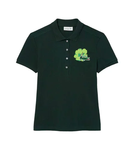 Womens/ladies L.12.d Mini Pique Stretch Slim Polo Shirt Green Lacoste