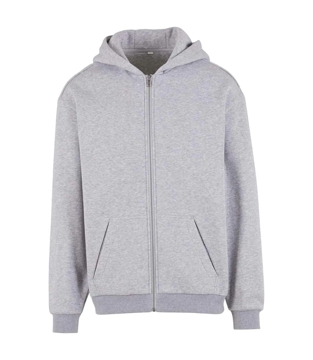 Mens Loose Full Zip Hoodie Heather Grey Build Your Brand-1
