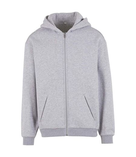 Mens Loose Full Zip Hoodie Heather Grey Build Your Brand