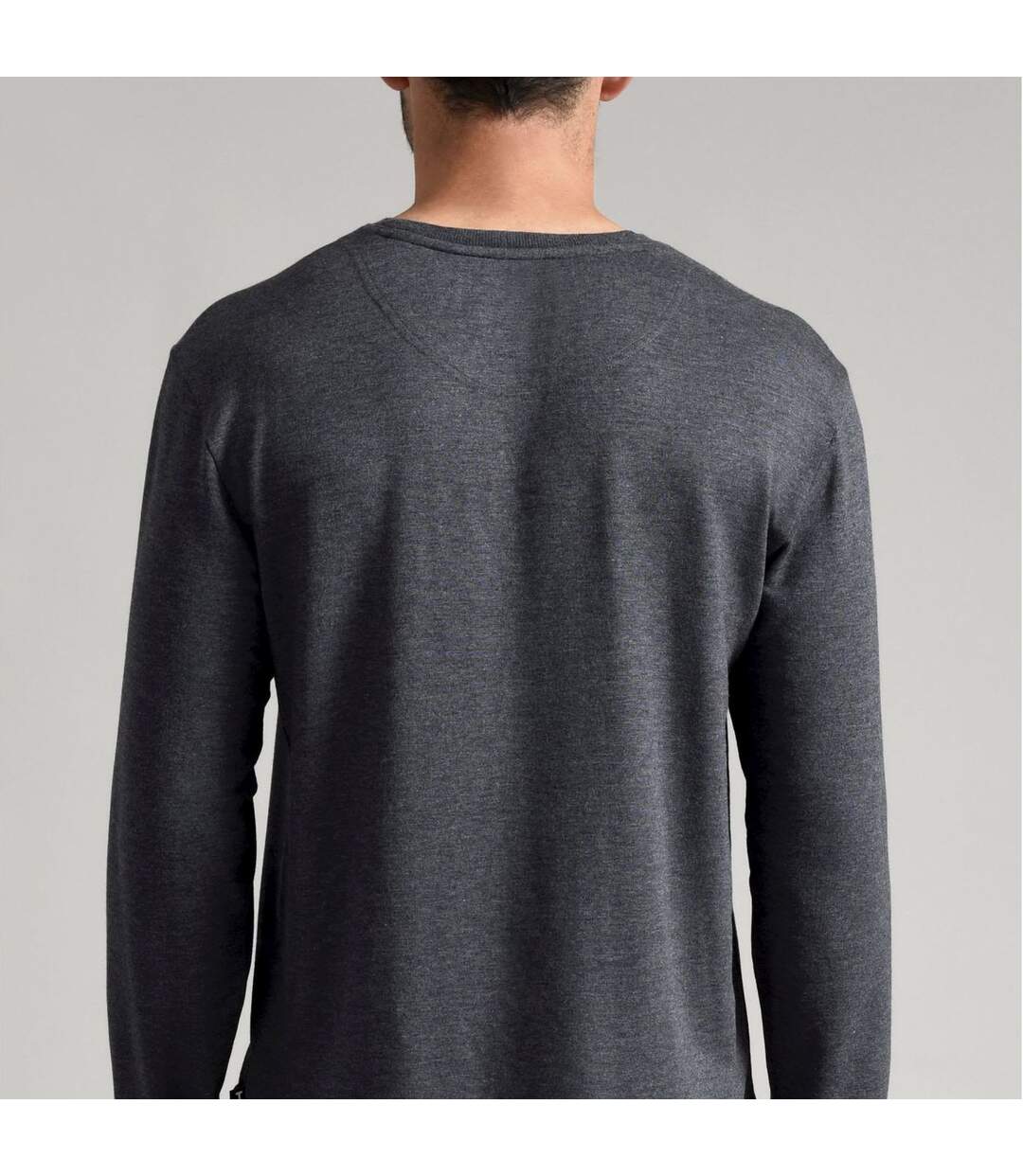 Mens Long Sleeve Luxury Pyjama Top Loungewear T-Shirt-5