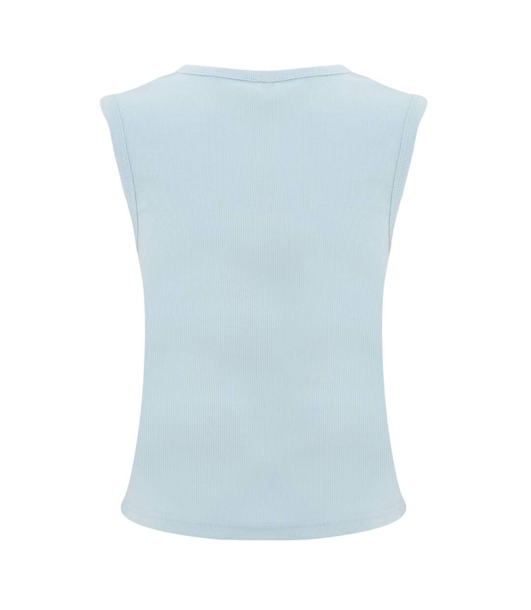 Womens/ladies Ribbed Button Fitted Top Light Blue I Saw It First-3