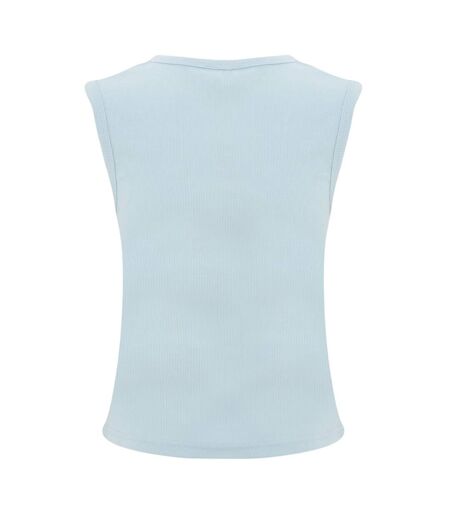 Womens/ladies Ribbed Button Fitted Top Light Blue I Saw It First