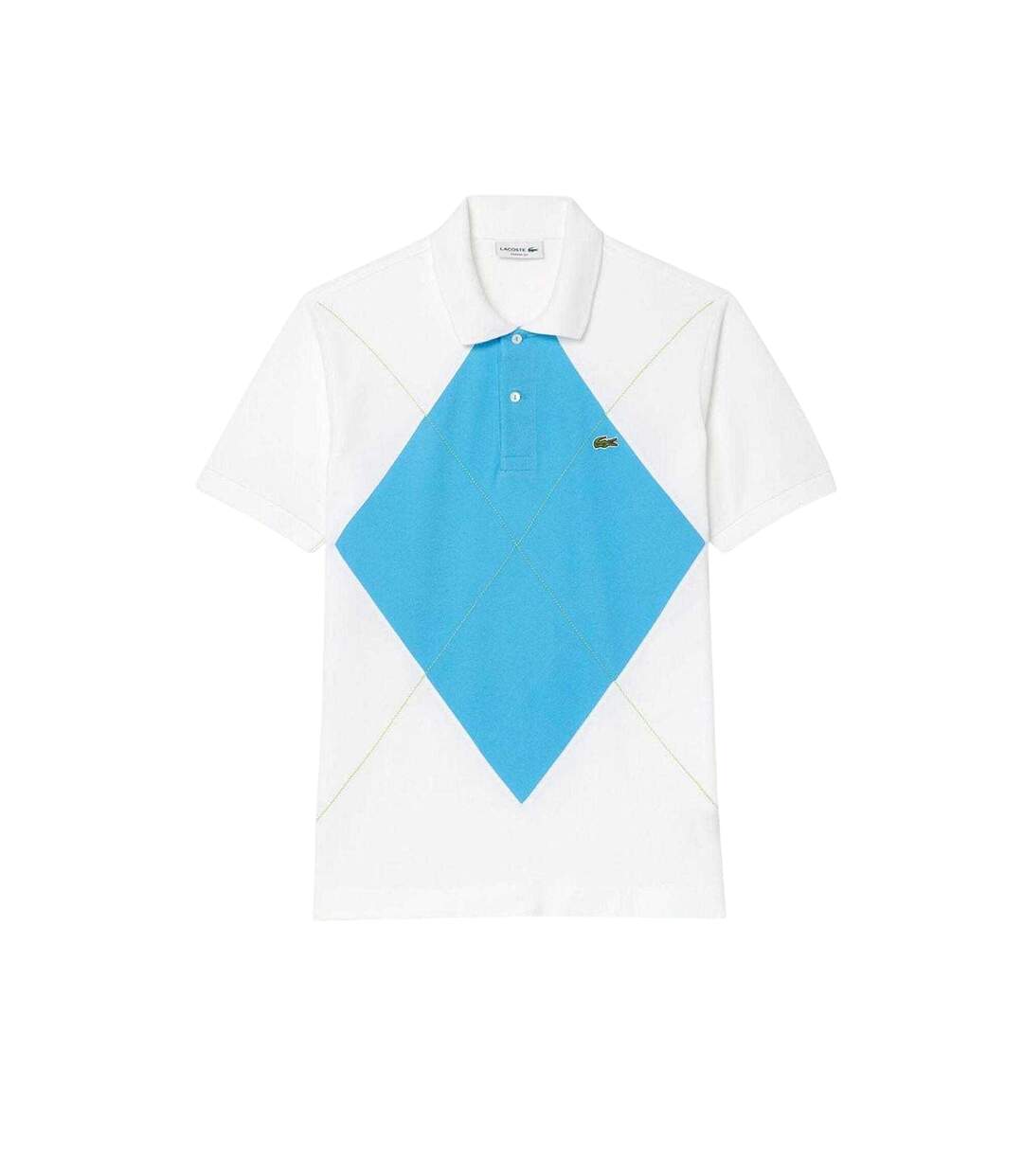 Mens L.12.12 Argyle Short-sleeved Polo Shirt White Blue Lacoste-2