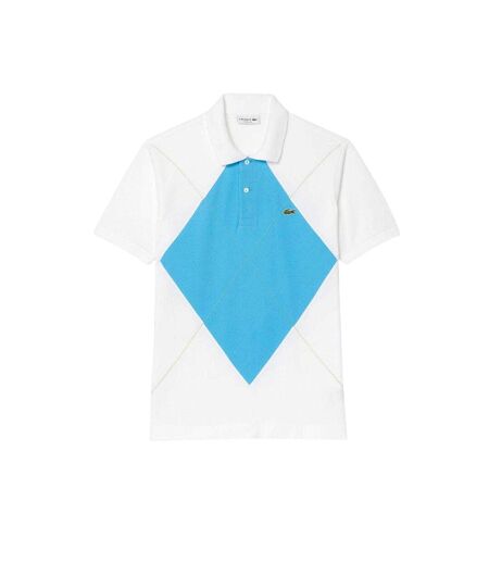 Mens L.12.12 Argyle Short-sleeved Polo Shirt White Blue Lacoste