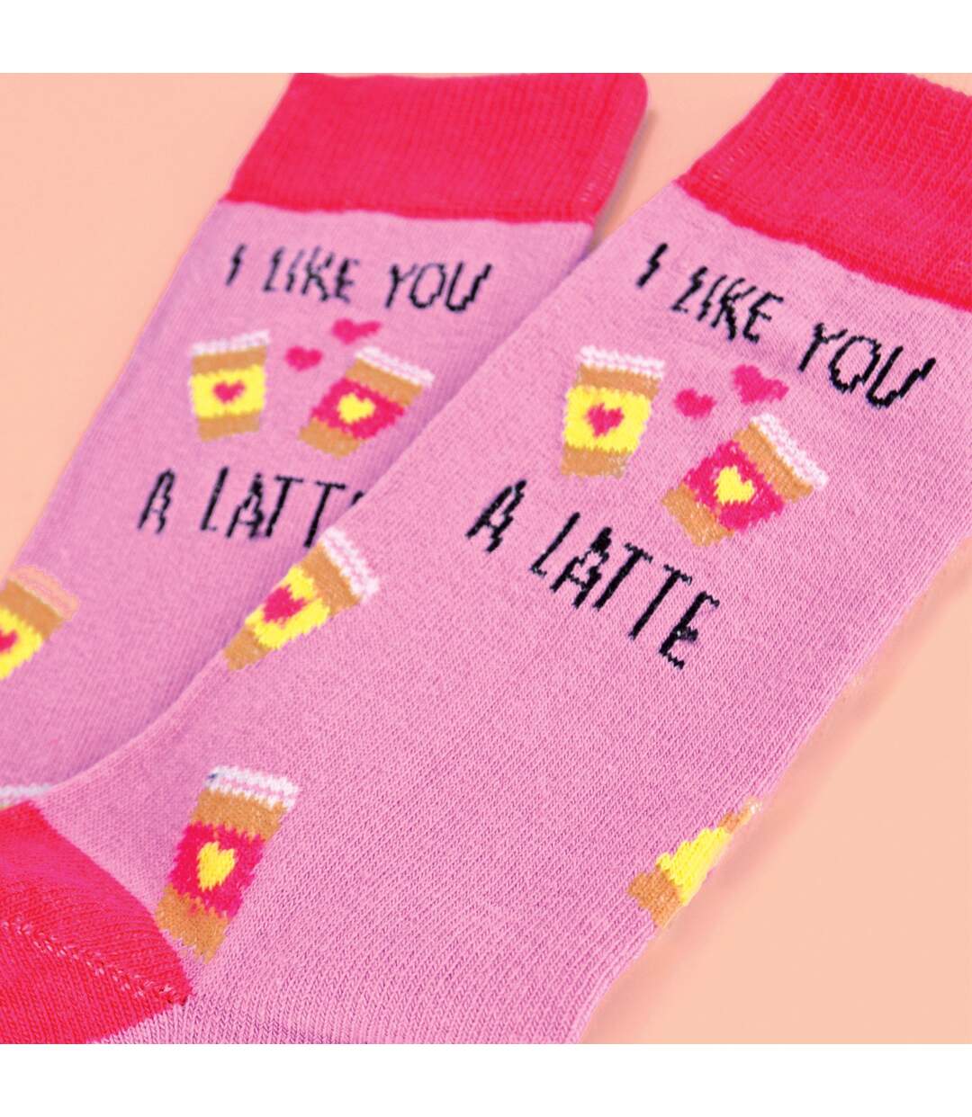 1 Pack Ladies Novelty Cotton I Like You a Latte' Socks-3