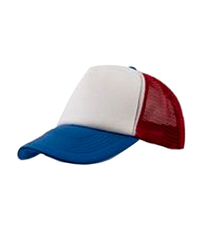 Atlantis Rapper 5 Panel Trucker Cap (White/Red/Royal) - UTAB207