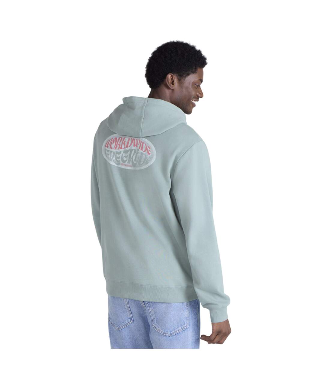 Mens River Worldwide Freeride Back Print Hoodie Pale Green Animal-3
